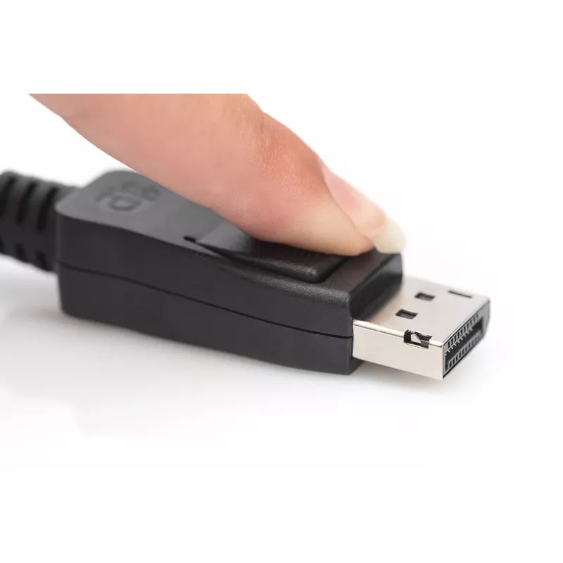 DIGITUS DisplayPort connection cable, DP M/M, 3m w/interlock, Ultra HD 8K, Vers. 1.3/1.4, black