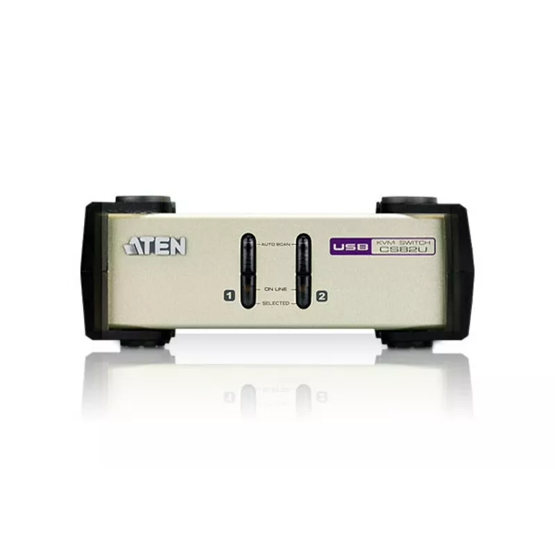 ATEN 2-Port USB - PS/2 VGA KVM Switch (KVM Cables included), 2048 x 1536 pixels, QXGA, 0.72 W, Light grey