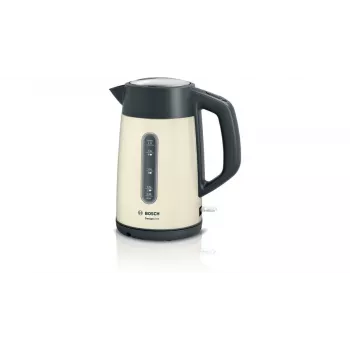 Electric kettle Bosch TWK4P437 1.7 L, 2400 W, stainless steel housing, cordless, beige/black