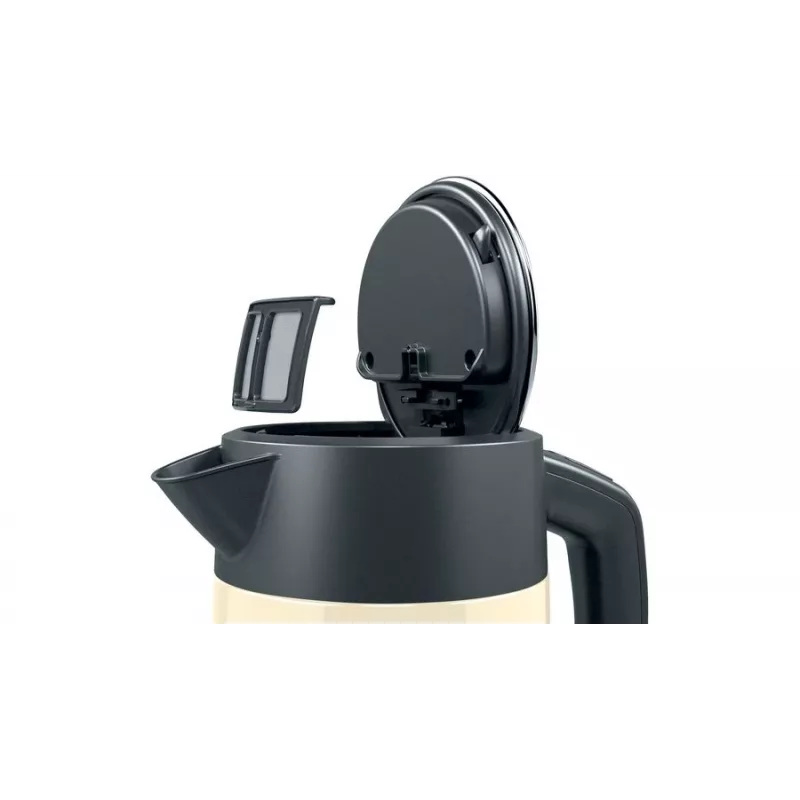 Electric kettle Bosch TWK4P437 1.7 L, 2400 W, stainless steel housing, cordless, beige/black