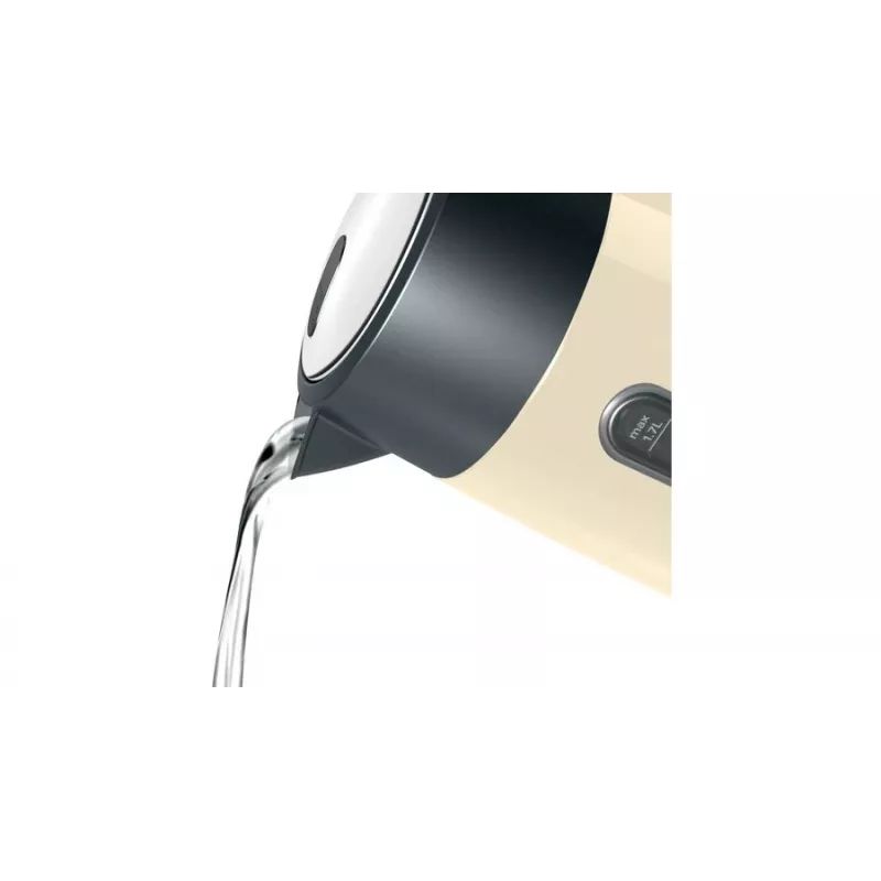 Electric kettle Bosch TWK4P437 1.7 L, 2400 W, stainless steel housing, cordless, beige/black