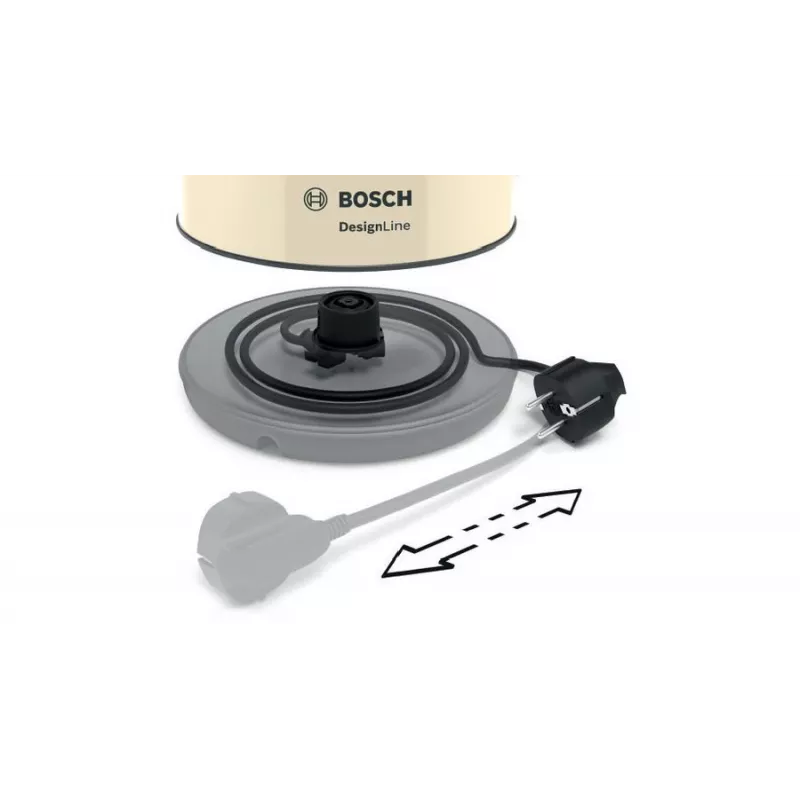 Electric kettle Bosch TWK4P437 1.7 L, 2400 W, stainless steel housing, cordless, beige/black