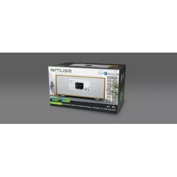 Personal radio Muse M-695 DBTW — DAB/DAB+/FM digital tuner, 2.8 inch TFT, 60W RMS, AC/DC, wood/white