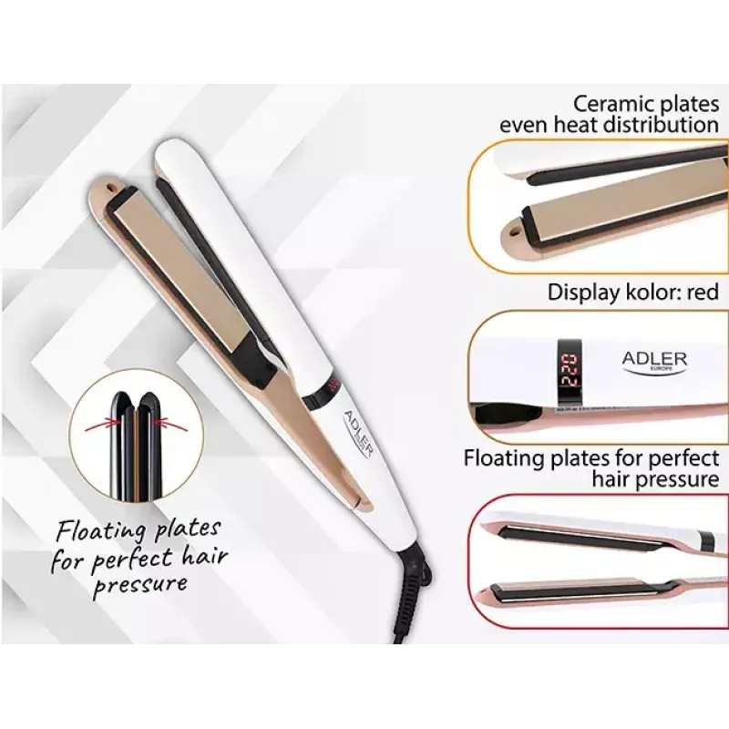 Straightening iron Adler AD 2321 Steam 45 W Red 1.83 m