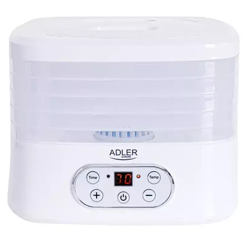 Food dehydrator Adler AD 6658, 5 trays, LCD timer 70h, 35–70°C, 230W (max 550W), white