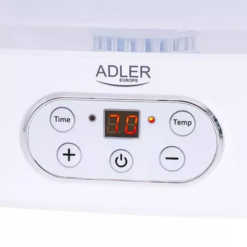 Food dehydrator Adler AD 6658, 5 trays, LCD timer 70h, 35–70°C, 230W (max 550W), white