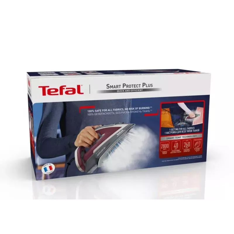 Dry & Steam Iron Tefal Smart Protect Plus FV6870 — 2800 W, Durilium Airglide soleplate, 0.27 L tank, 2 m cord, 1.437 kg