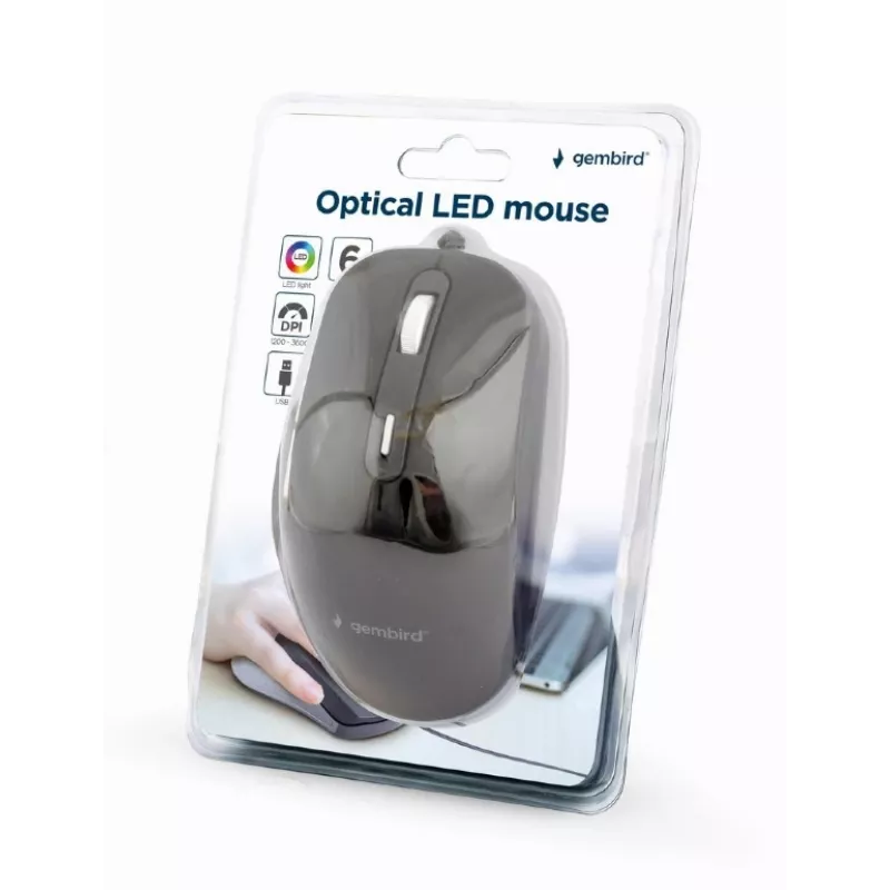 GEMBIRD Optical LED Mouse MUS-6B-02 Corded USB - 6 Button Wheel Black