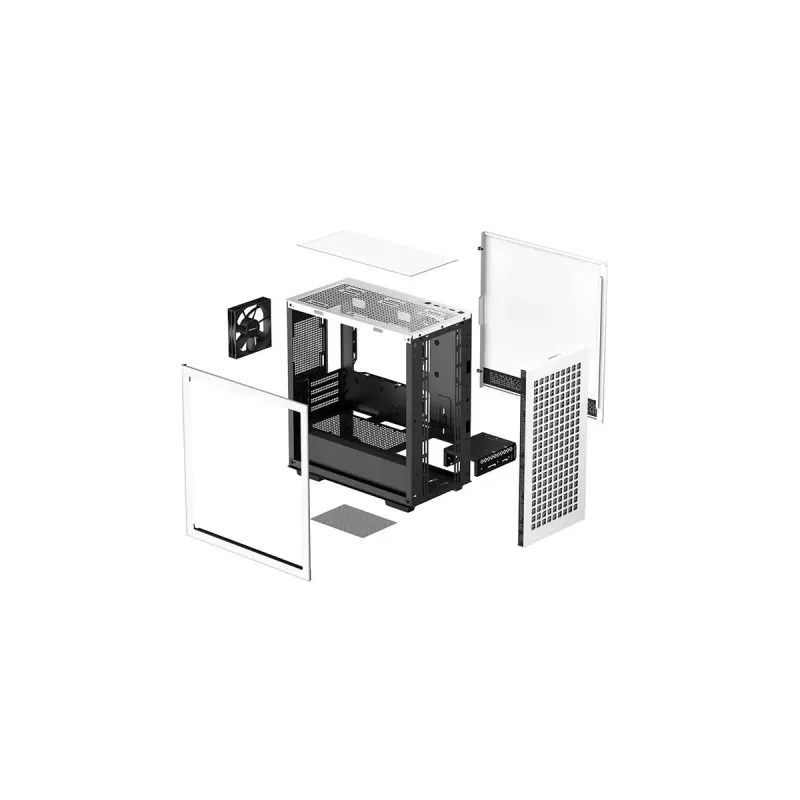 PC case DeepCool CH370 WH Mini Tower — White, micro ATX/Mini-ITX, tempered glass, RGB fans, 2x 3.5 inch bays, 3x 2.5 inch bays, GPU up to 320 mm