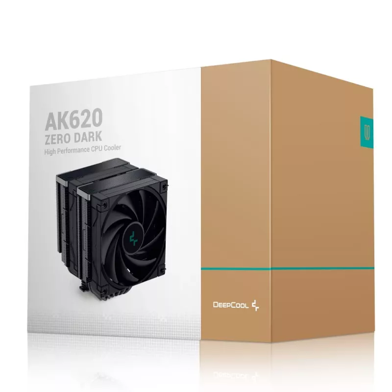 Air cooler DeepCool AK620 ZERO DARK 12 cm Black, 6 heat pipes, 2x120 mm PWM fans, TDP 260 W, Height 160 mm