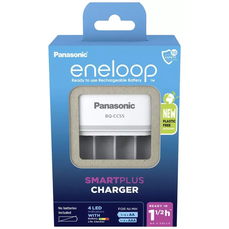 Battery charger Panasonic BQ-CC55E — compact NiMH/NiCd charger for AA/AAA rechargeable cells