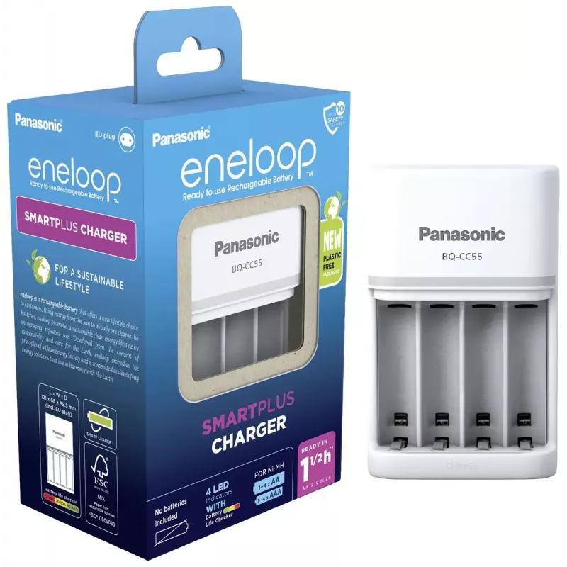 Battery charger Panasonic BQ-CC55E — compact NiMH/NiCd charger for AA/AAA rechargeable cells