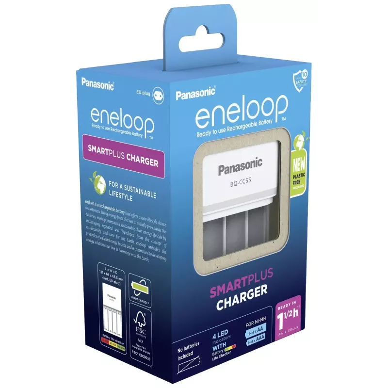 Battery charger Panasonic BQ-CC55E — compact NiMH/NiCd charger for AA/AAA rechargeable cells