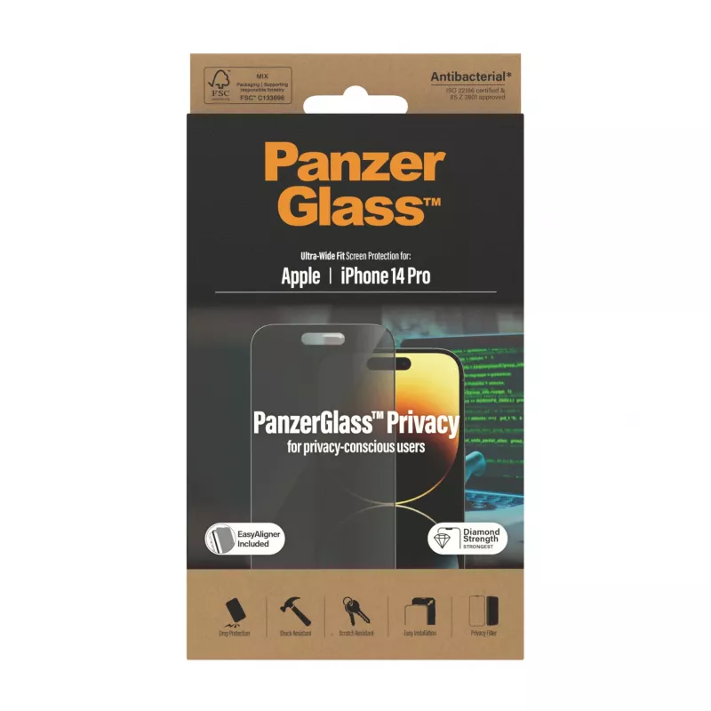 PanzerGlass ® Privacy Screen Protector iPhone 14 Pro | Ultra-Wide Fit w. EasyAligner