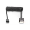 Digitus USB 2.0 USB A to USB C Spiral Cable 1m 0.48 Gbit/s Black