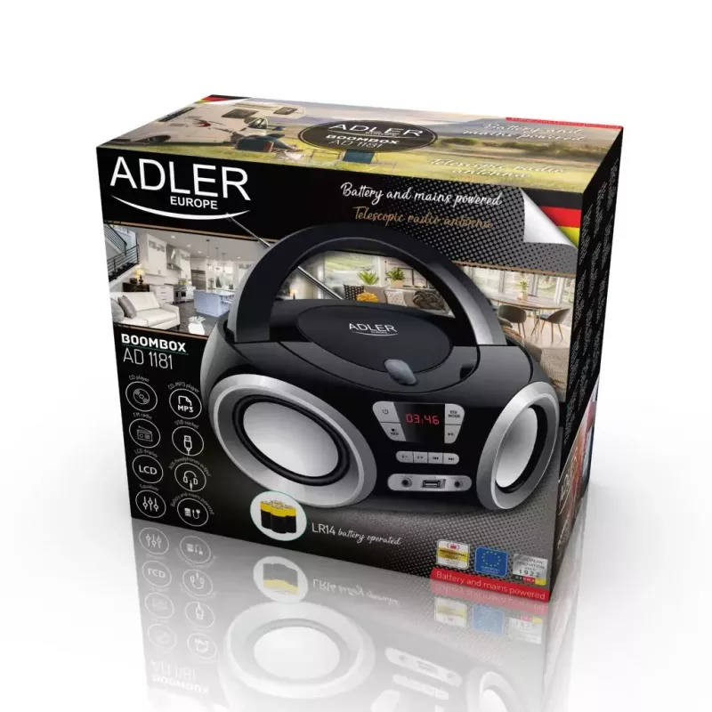 Portable CD player Adler AD 1181 Black Silver