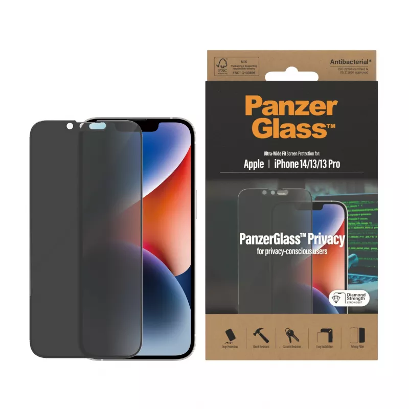 Privacy Screen Protector PanzerGlass Apple iPhone 14 13 13 Pro Scratch Shock Resistant