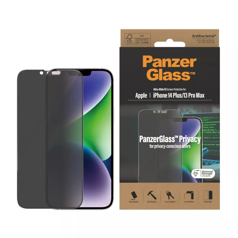 Privacy Screen Protector PanzerGlass Apple iPhone 14 Plus 13 Pro Max Scratch Shock Resistant