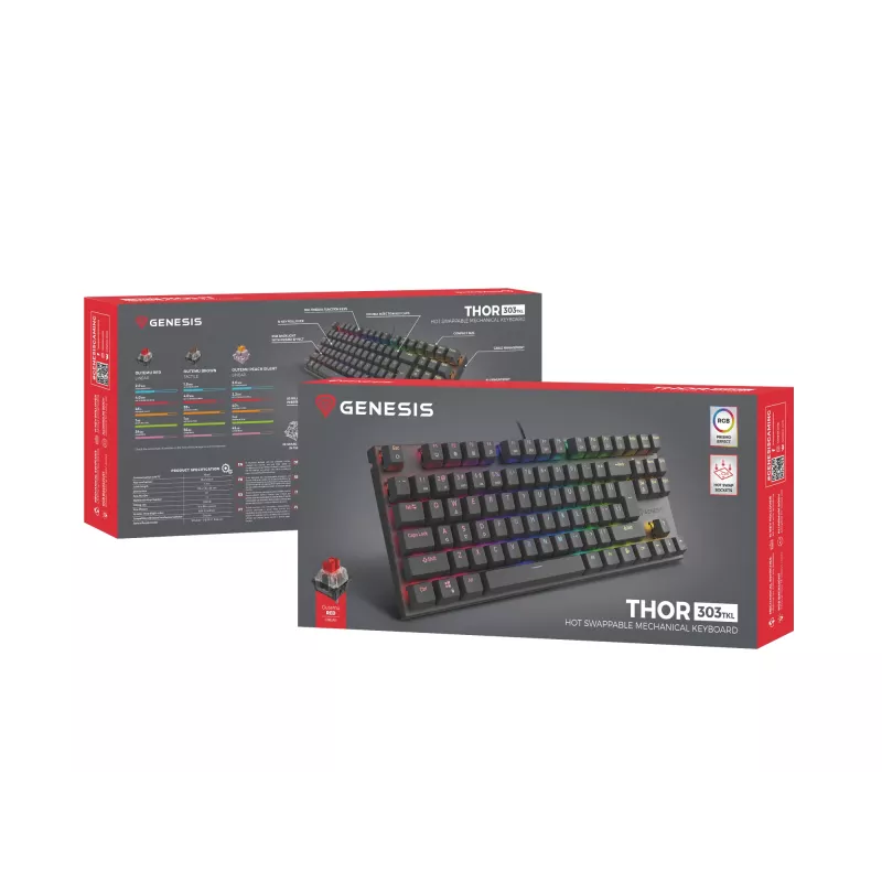 GENESIS Thor 303 TKL keyboard Gaming USB QWERTY Black RGB LED