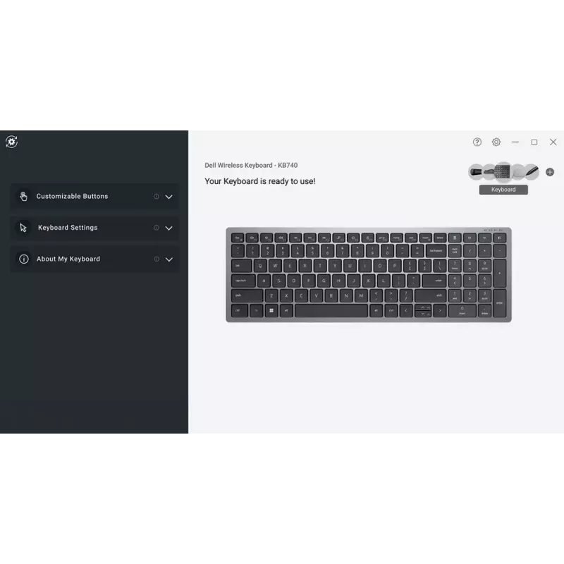 Keyboard DELL KB740 Office RF Wireless + Bluetooth QWERTY US International Grey Black