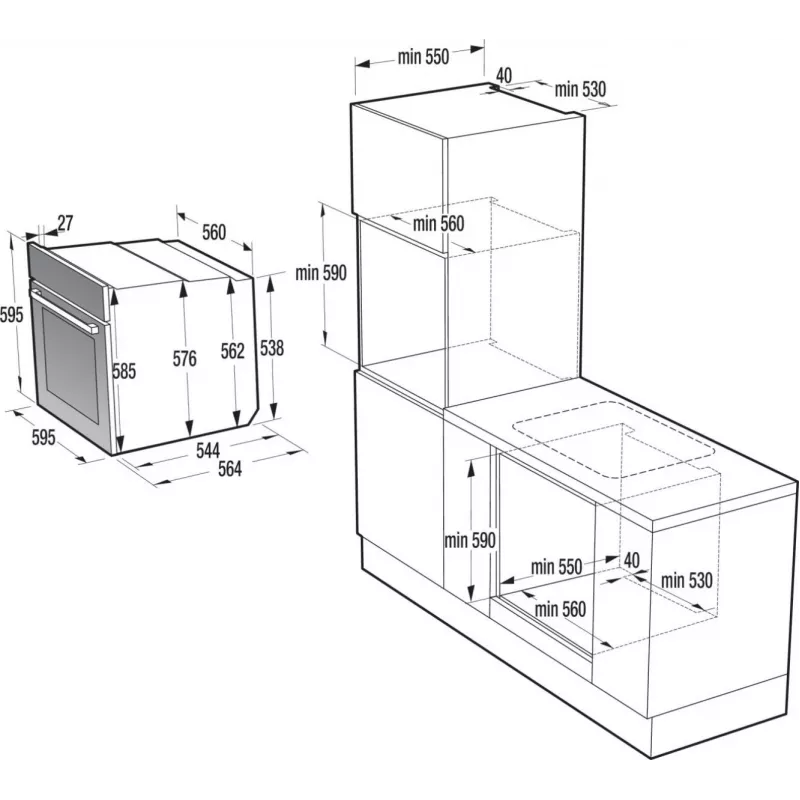 Gorenje BO3CO4L02 1 BOS67371CLB PL_ILCL, Large, Electric, 77 L, 2300 W, 77 L, 2300 W
