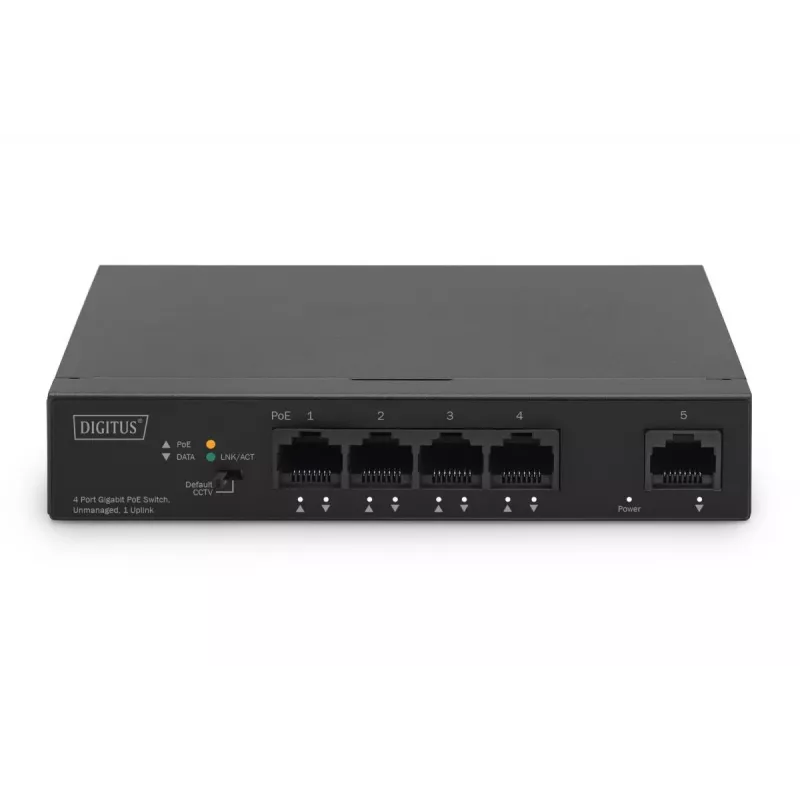 DIGITUS PoE-switch 4+1-Ports Ethernet Unmanaged 4-ports PoE,