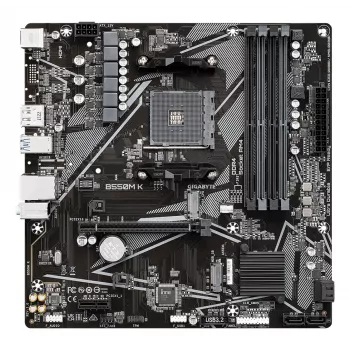 GIGABYTE B550M K Motherboard - AMD Ryzen 5000 CPUs, up to 4733MHz DDR4, 1xPCIe 4.0 + 1xPCIe 3.0 M.2, 1GbE LAN, USB 3.2 Gen 1