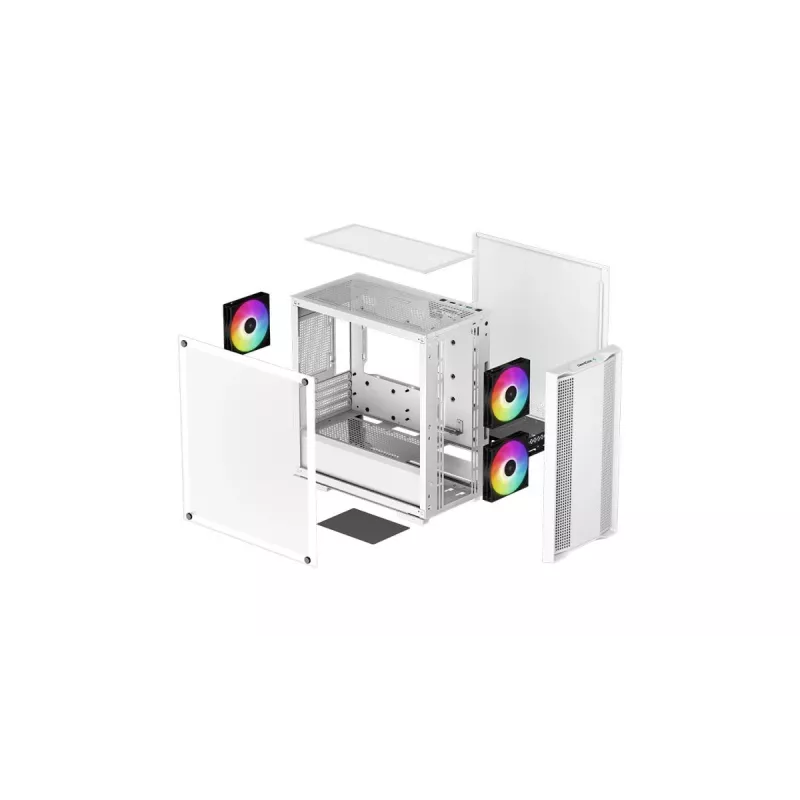 PC Case DeepCool CC360 WH ARGB Mini Tower White — Micro‑ATX/Mini‑ITX, Tempered Glass, 2x 3.5 inch + 3x 2.5 inch, 2x Front 120mm Fans