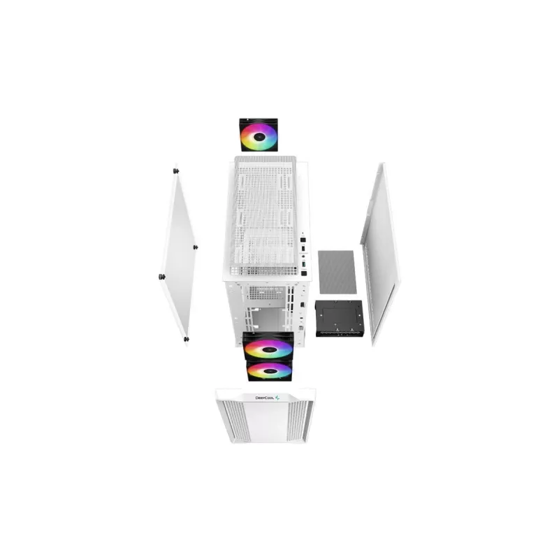 PC Case DeepCool CC360 WH ARGB Mini Tower White — Micro‑ATX/Mini‑ITX, Tempered Glass, 2x 3.5 inch + 3x 2.5 inch, 2x Front 120mm Fans