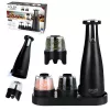 Salt & pepper grinder set Adler AD 4449B — stainless steel/black, 150 ml capacity, lithium battery, 80×80×263 mm