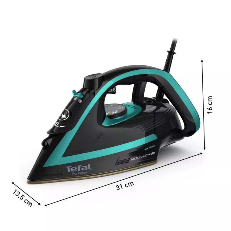 Tefal Puregliss FV8066 Dry & Steam iron Durilium AirGlide Autoclean soleplate 3000 W Black, Blue