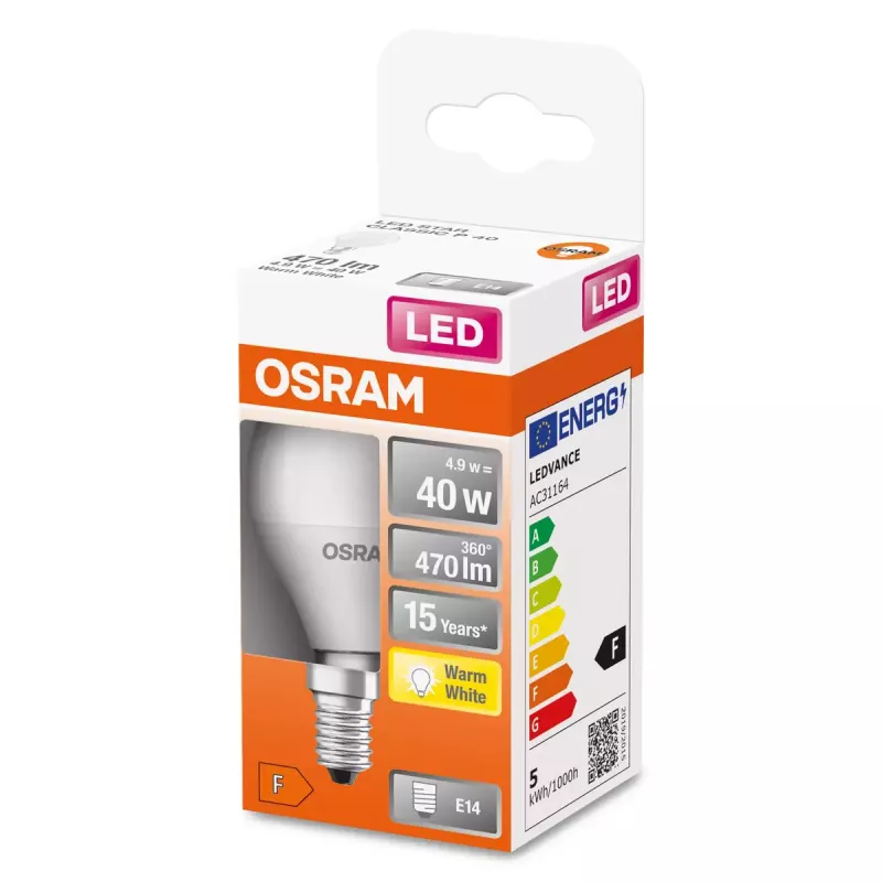 Osram STAR LED bulb 5W E14 Warm white 2700K 470lm 15000h