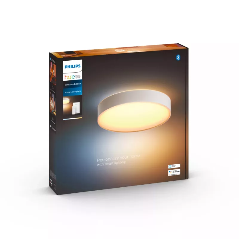 Philips Hue White ambience Enrave large ceiling lamp, Smart ceiling light, Bluetooth, White, LED, Metal, Non-changeable bulb(s)