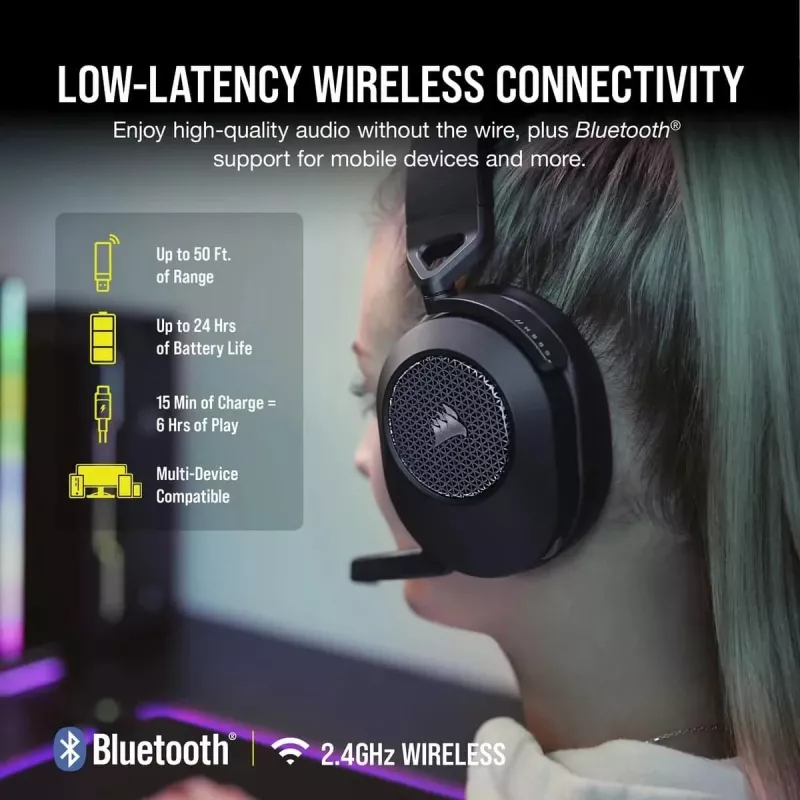 CORSAIR Gaming Headset Hs65 - Wireless - Carbon