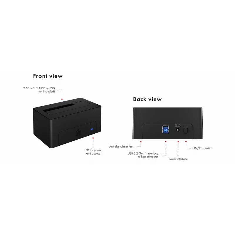 ICY BOX IB-1121-U3 USB 3.2 Gen 1 (3.1 Gen 1) Type-A Black
