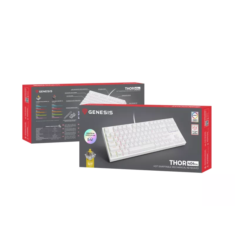 GENESIS Thor 404 TKL keyboard Gaming USB QWERTY US International White