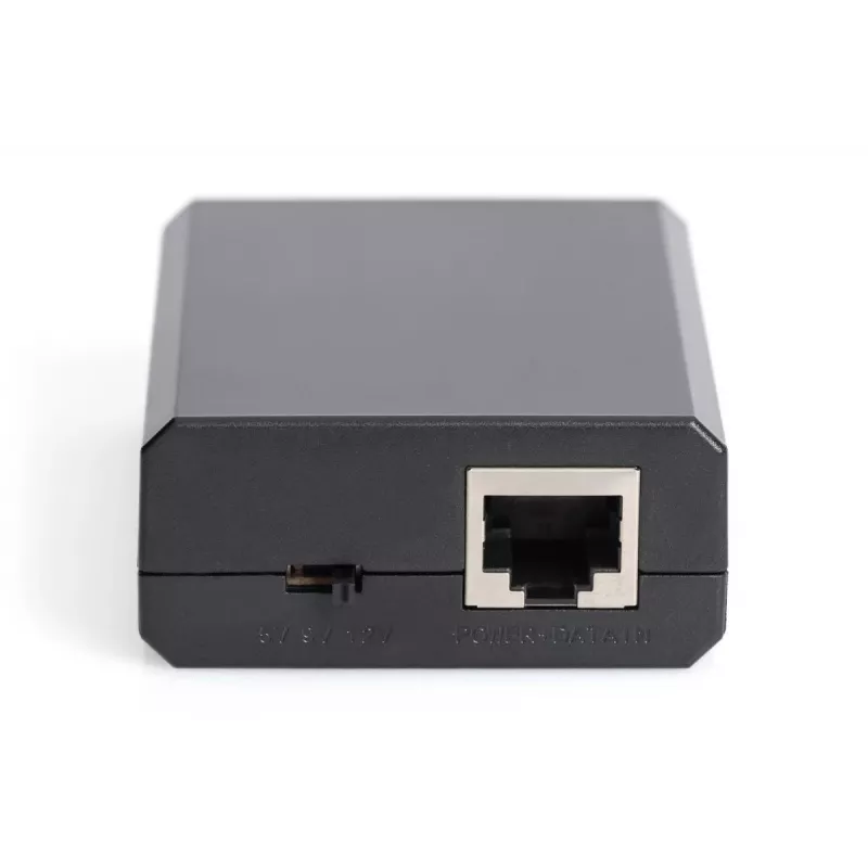 DIGITUS Gigabit PoE+ Splitter, 10/100/1000 Mbps, 24W Input: 802.3at PoE, Output: 5V/2A, 9V/2A, 12V/2A, plastic housing, black