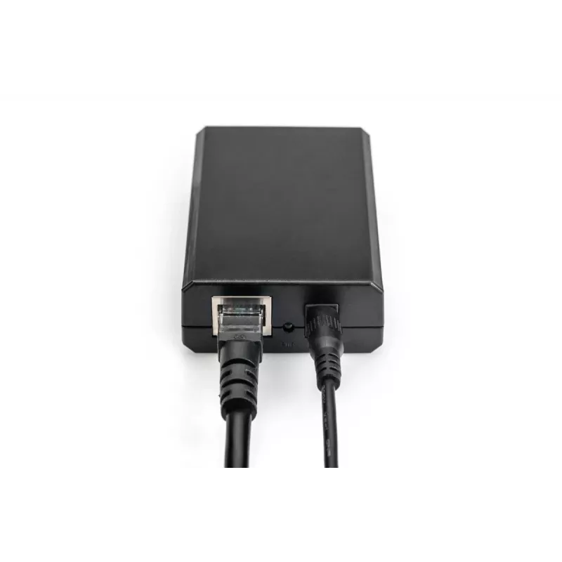 DIGITUS Gigabit PoE+ Splitter, 10/100/1000 Mbps, 24W Input: 802.3at PoE, Output: 5V/2A, 9V/2A, 12V/2A, plastic housing, black