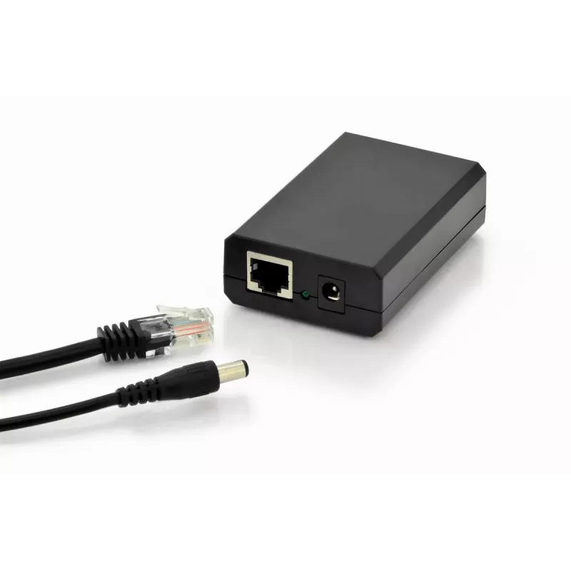 DIGITUS Gigabit PoE+ Splitter, 10/100/1000 Mbps, 24W Input: 802.3at PoE, Output: 5V/2A, 9V/2A, 12V/2A, plastic housing, black