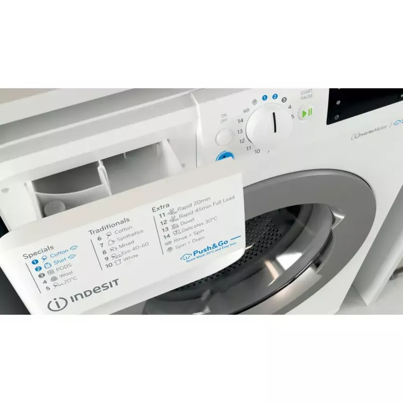 Front-load washing machine Indesit BWE 91496X WSV EE — 9 kg, 1400 RPM, A energy, white