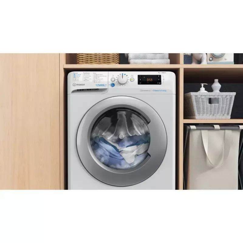 Front-load washing machine Indesit BWE 91496X WSV EE — 9 kg, 1400 RPM, A energy, white