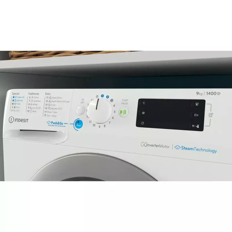 Front-load washing machine Indesit BWE 91496X WSV EE — 9 kg, 1400 RPM, A energy, white