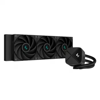 All-in-one liquid cooler DeepCool LS720S Zero Dark — 3×120 mm fans, 120 mm radiator, 41 cm tubes, 6 W pump, LGA1151/AM4/AM5 support, black
