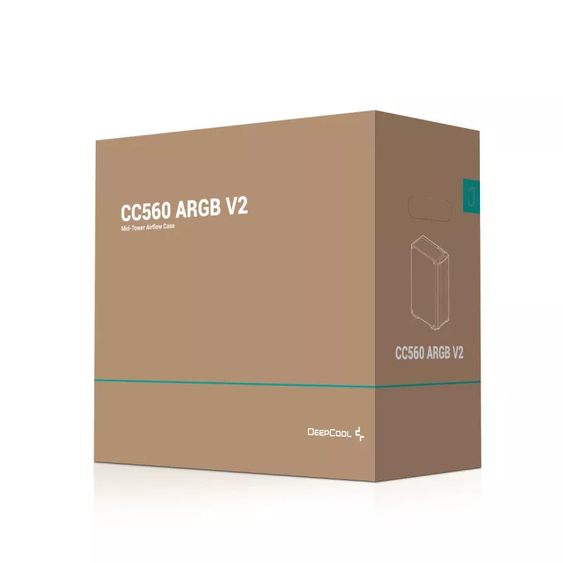 PC case DeepCool CC560 ARGB V2 Midi Tower Black — ATX/Micro‑ATX/Mini‑ITX, tempered glass, aRGB, supports up to 370 mm GPU