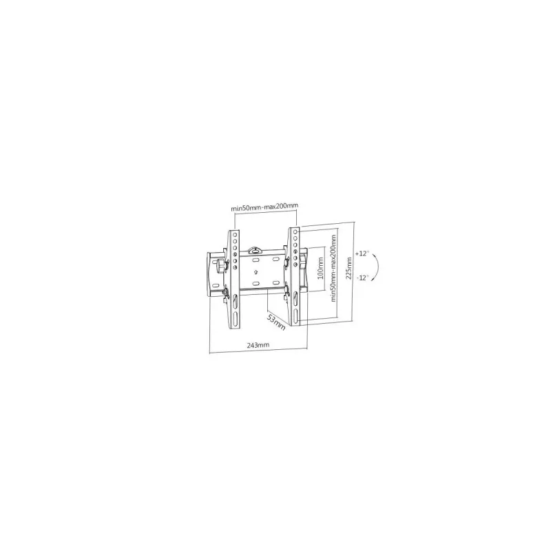 Wall TV mount Gembird WM-42T-02 for 23 inch–42 inch TVs, tilt -12°/+12°, VESA 75x75–200x200, 30 kg, black, 5.3 cm