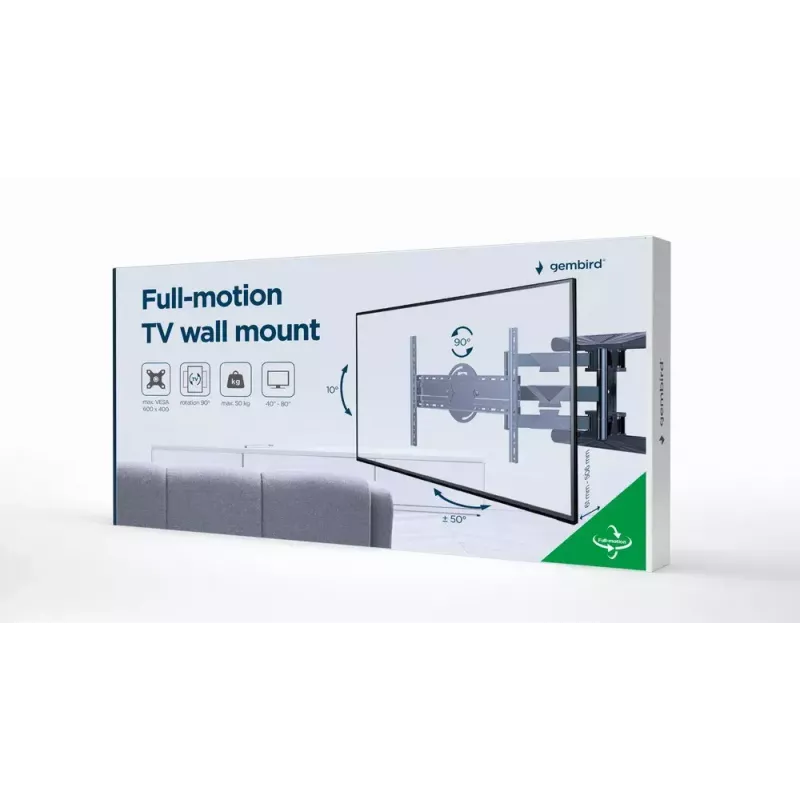 GEMBIRD Rotating Full Motion TV Wall Mount, 40in - 80in