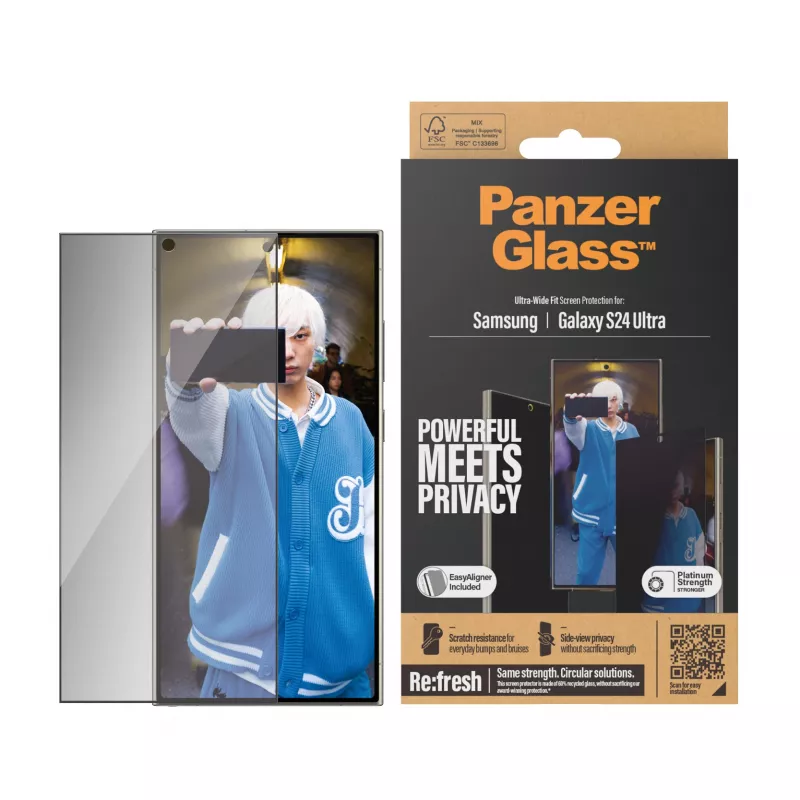 PanzerGlass ® Privacy Screen Protector Samsung Galaxy S24 Ultra | Ultra-Wide Fit w. EasyAligner