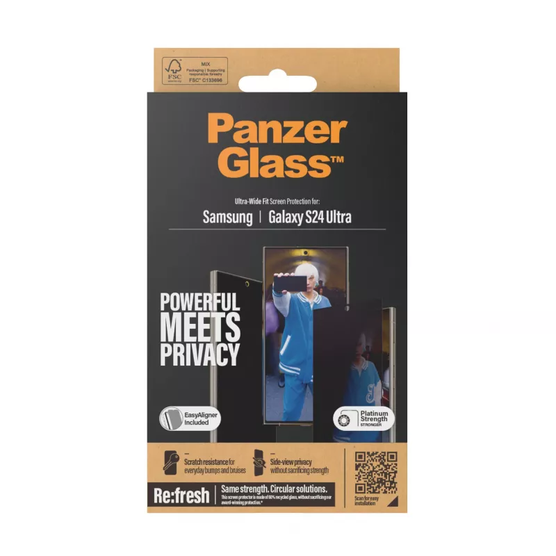 PanzerGlass ® Privacy Screen Protector Samsung Galaxy S24 Ultra | Ultra-Wide Fit w. EasyAligner