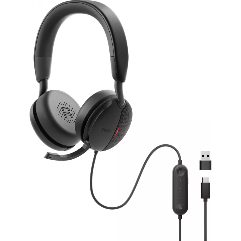 DELL Pro Plus Wired ANC Headset - WH5024, Wired, Calls/Music, 20 - 20000 Hz, 189 g, Headset, Black
