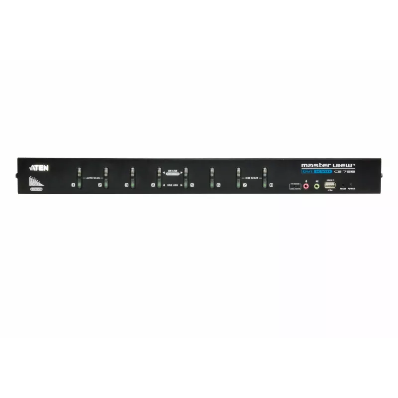 ATEN 8-Port USB DVI KVM Switch with Audio, 2048 x 1536 pixels, QXGA, 4.53 W, Black
